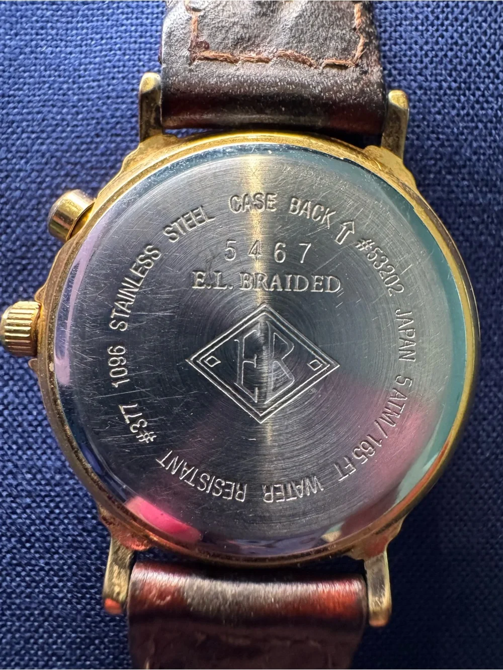 Eddie Bauer Gold-Tone Case Watch with Brown Leather Strap